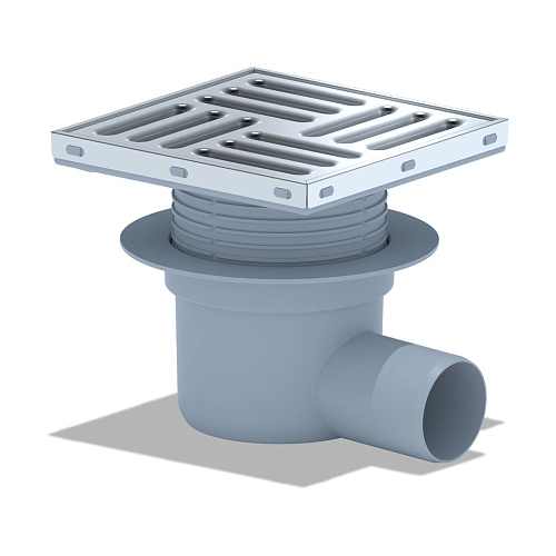 Трап горизонтальный регулируемый с сухим затвором решетка нержавеющая сталь ВК ПП 150/150х50, серый,АНИ TQ5612