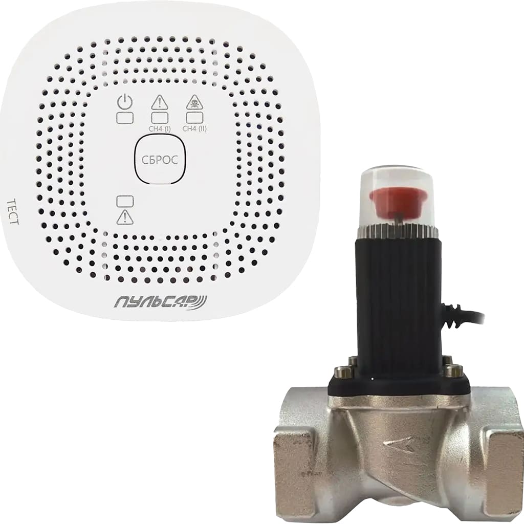 Пульсар Н00025911 Комплект сигнализаторов загазованности Пульсар COCH; клапан электромагнитный газовый Ду15, источник питания, соединительный кабель в комплекте
