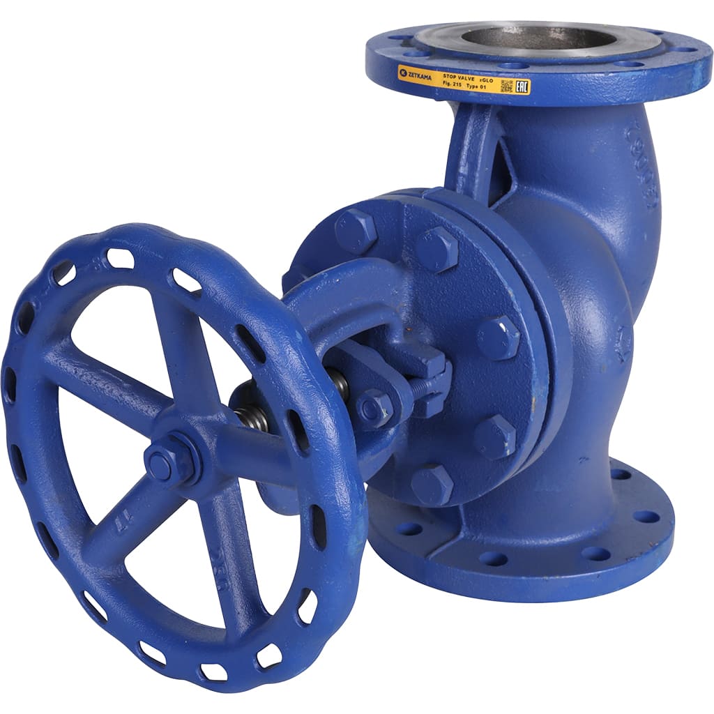 Клапан запорный ZETKAMA 215A Ду100 Ру16 фланцевый из чугуна, 215A100C01