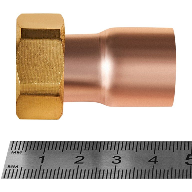 Переход JINTIAN ВП-ВР 22x3/4 с накидной гайкой из меди под пайку JT-153592234