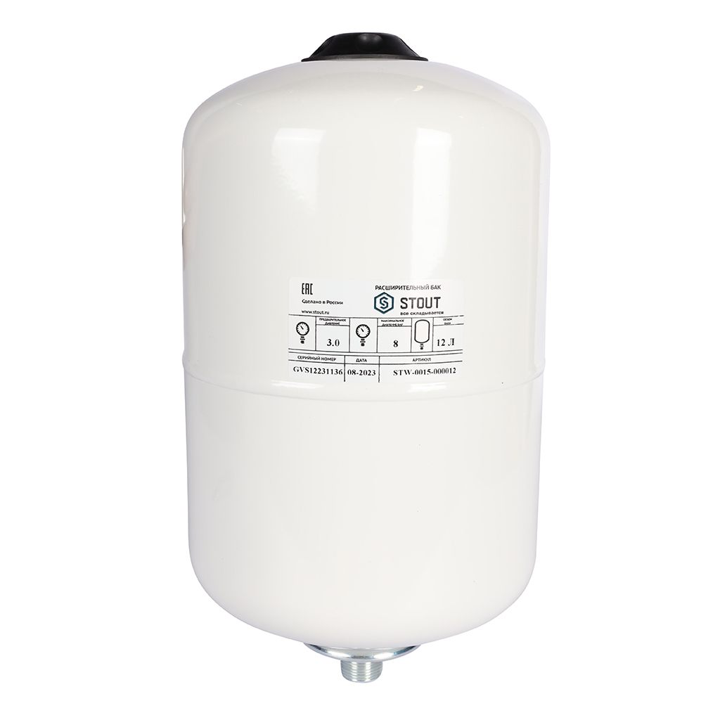 Расширительный бак STOUT STW-0015 для ГВС 12 л. вертикальный (цвет белый)