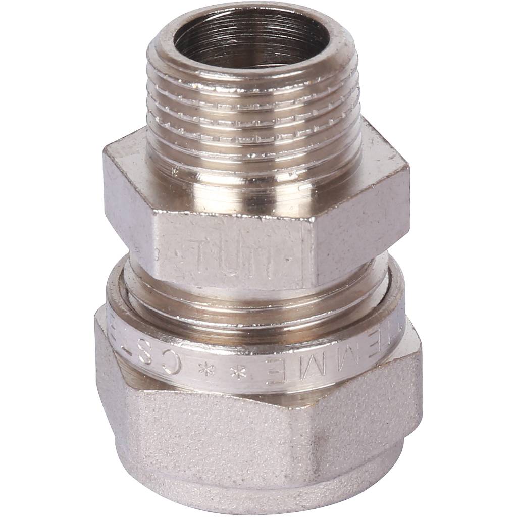 Переходник TIEMME ВР 16х3/8 никелированный для металлопластиковых труб винтовой, 1600069