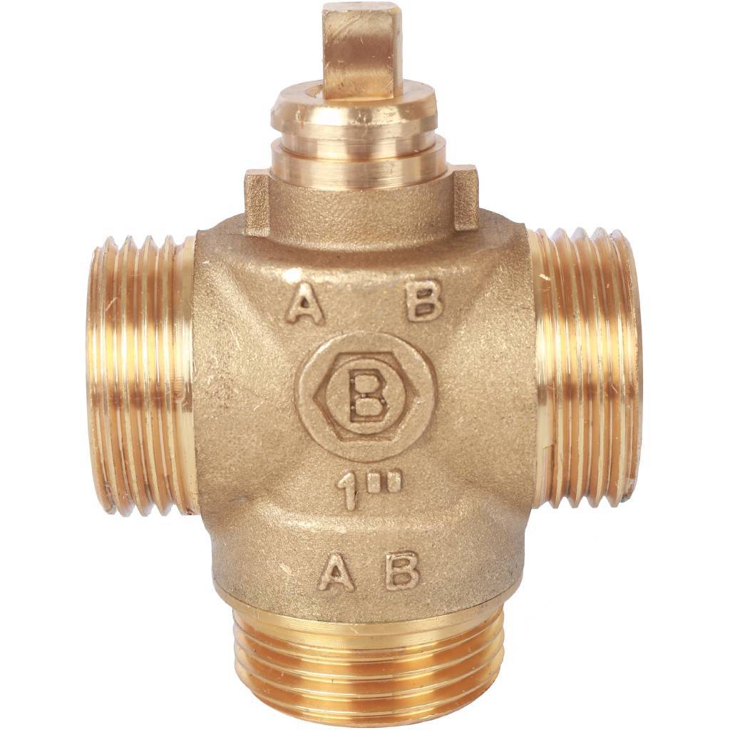Компактный 3-Ходовой зональный клапан, сервопривод STOUT 230V, с кабелем 1м., НР 1