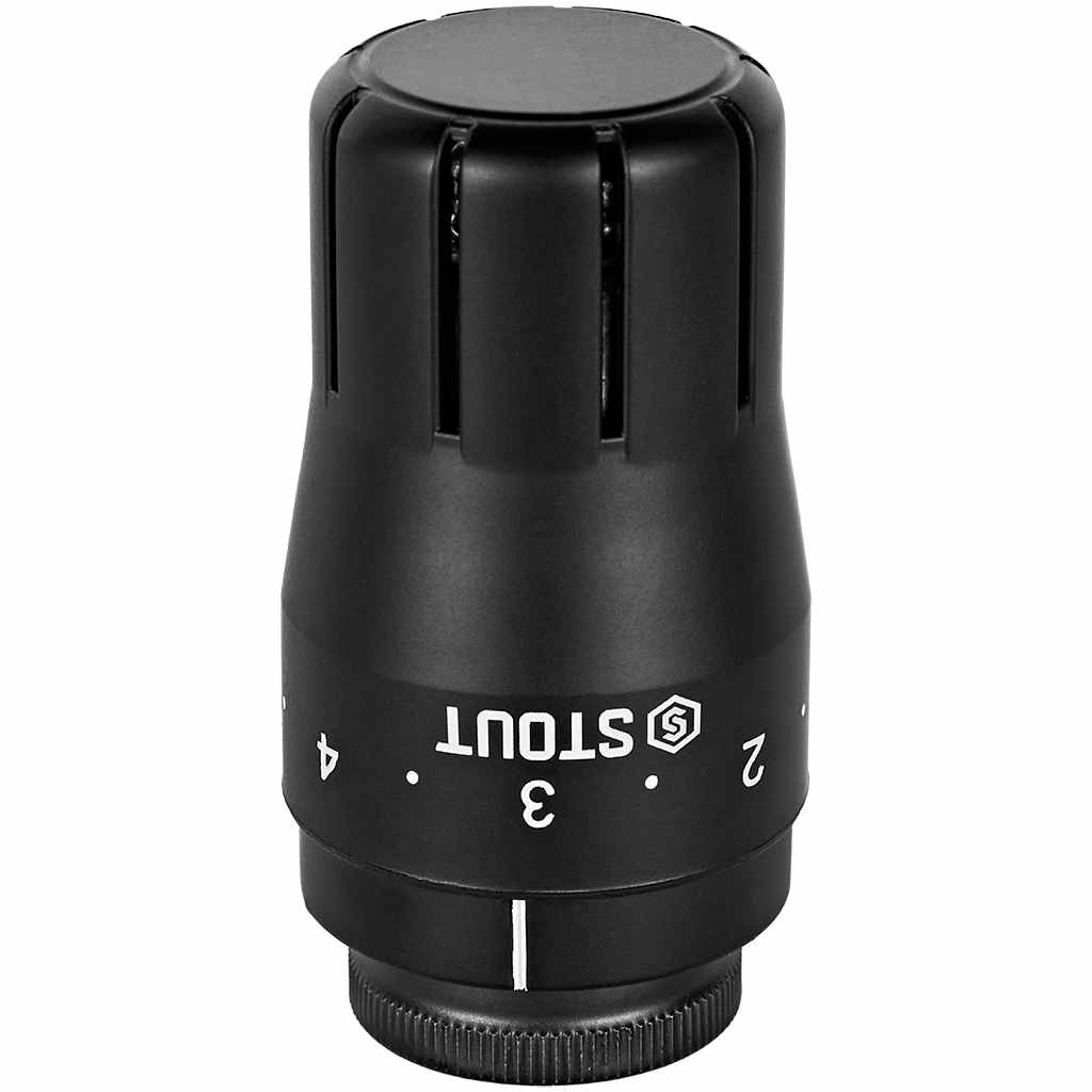 Комплект клапанов термостатических STOUT Design черный, угловой 1/2, SVTDK-0002-000015B