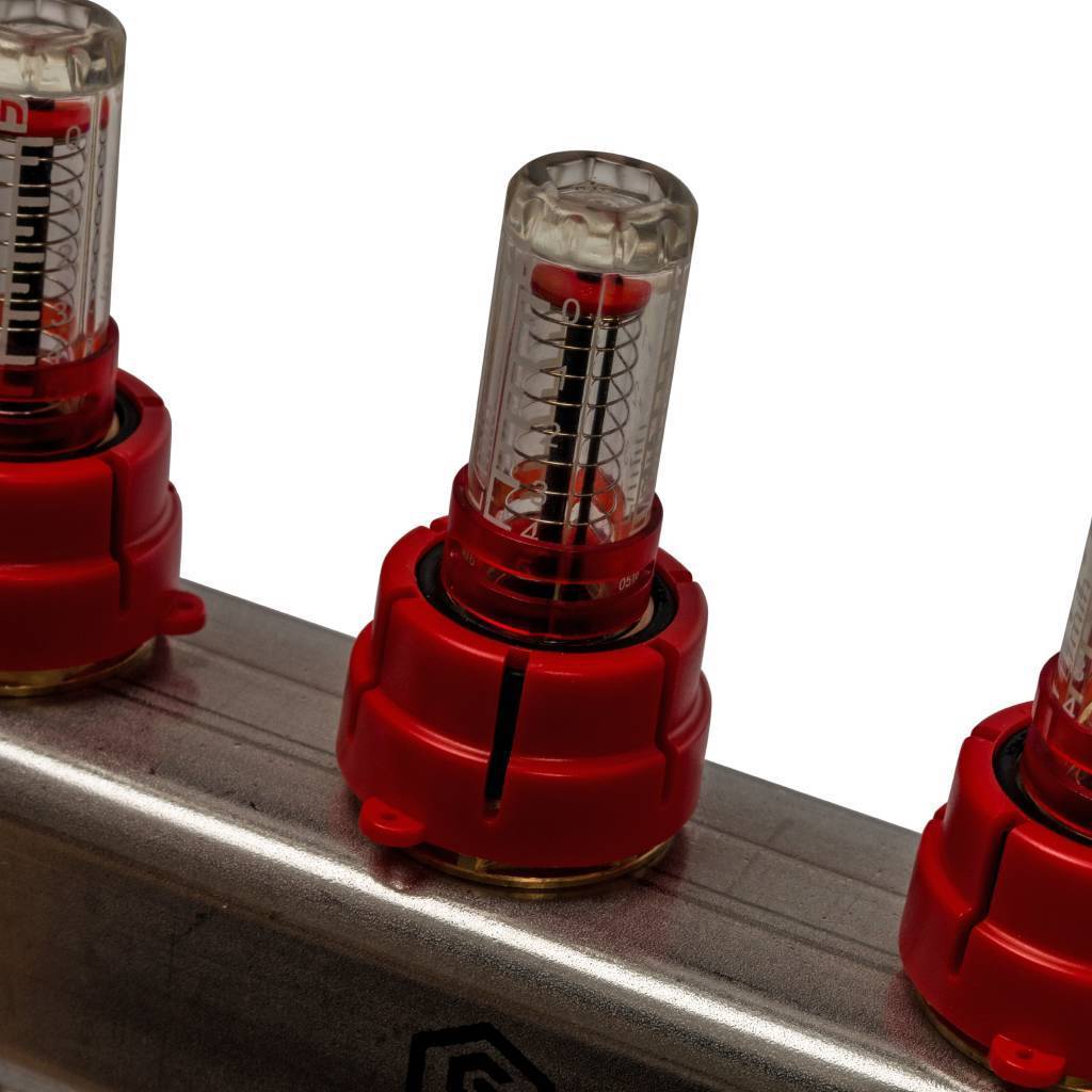 Коллектор из нержавеющей стали в сборе с расходомерами STOUT 4 выхода, SMS 0907 000004