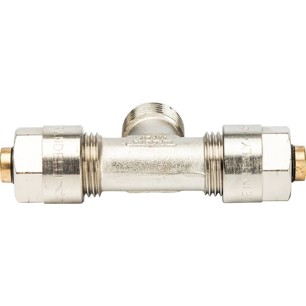 Тройник с нар.резьбой Prandelli Multyrama (16х2,0х1/2) для металлопластиковых труб винтовой, 103.07.51.6