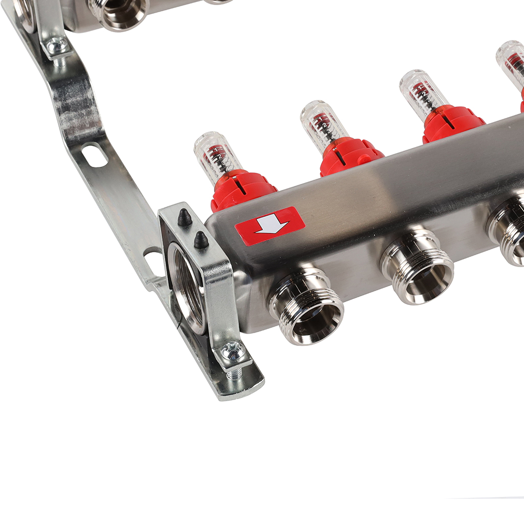 Коллектор из нержавеющей стали с расходомерами ROMMER 8 выходов, RMS-1200-000008