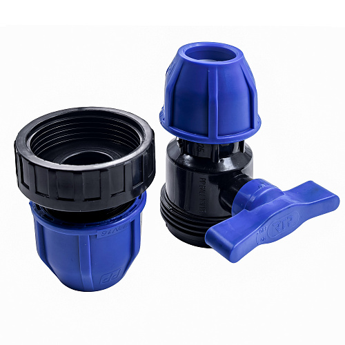 Кран шаровой компрессионный, полипропилен 25, для полиэтиленовых труб, РТП