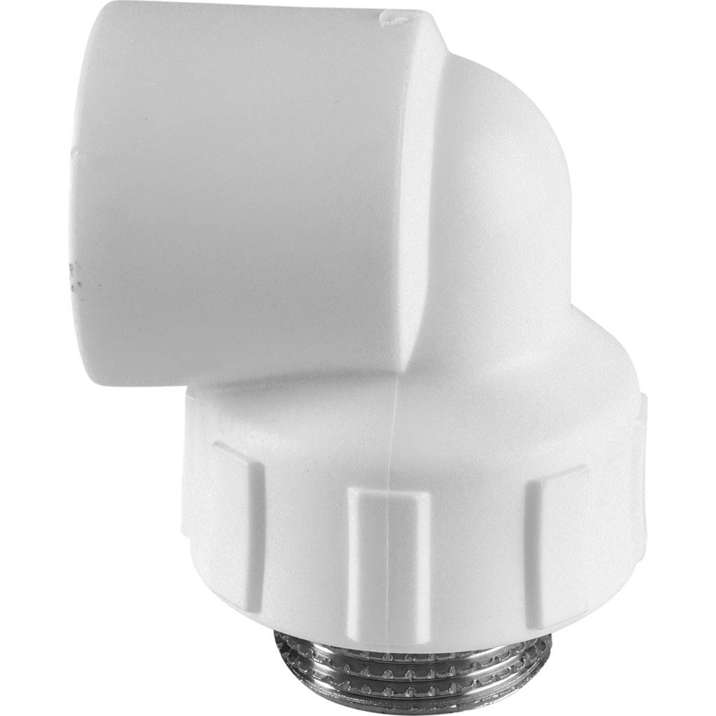 Угольник Политэк 32x1 с наружной резьбой для полипропиленовых труб под сварку (цвет белый), 9410003201