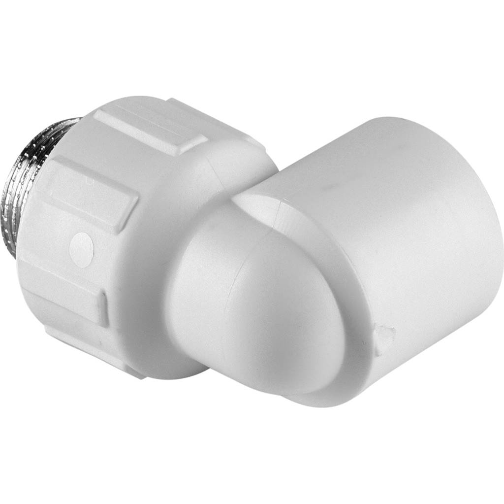 Угольник Политэк 25x3/4 с наружной резьбой для полипропиленовых труб под сварку (цвет белый), 9410002534