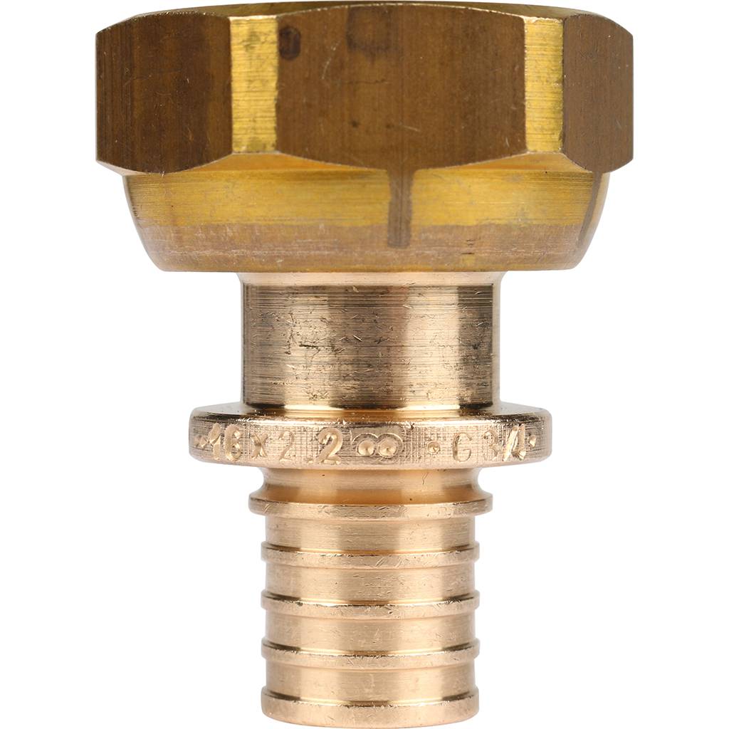 Переходник РЕХАУ RAUTITAN с накидной гайкой 16-G 3/4 RX+ для труб из сшитого полиэтилена аксиальный, 14563361001