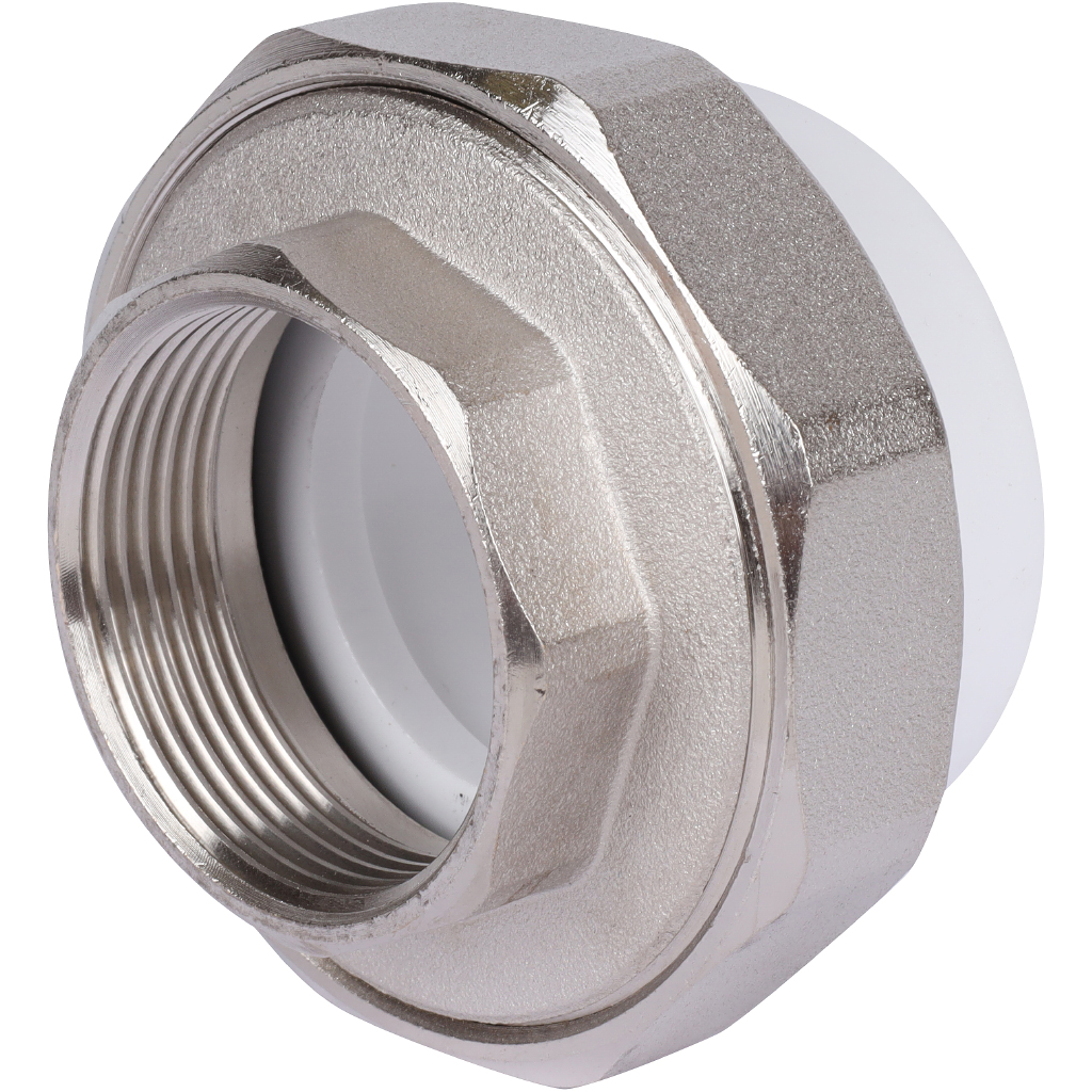 Муфта разъемная Политэк 50х1 1/2 с внутренней резьбой для полипропиленовых труб под сварку (цвет белый), 7000150112