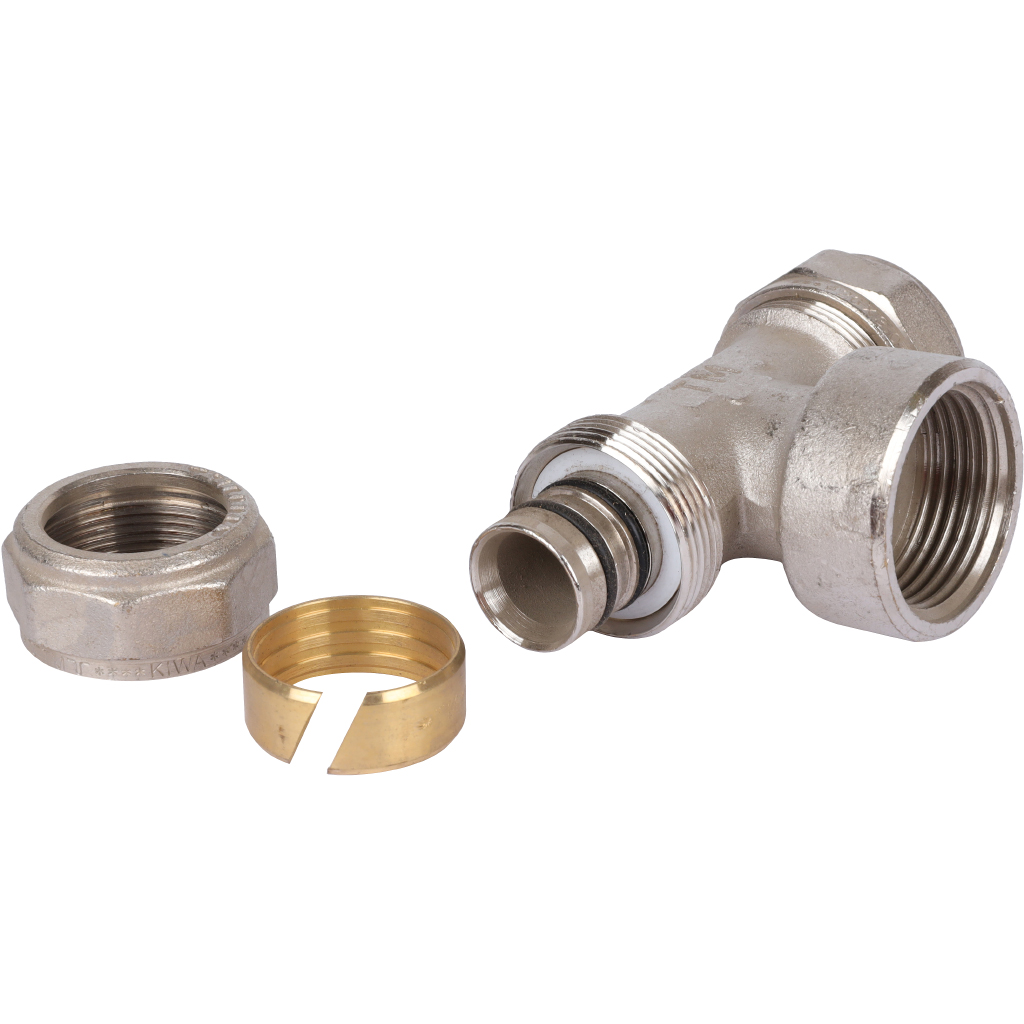 Тройник TIEMME с внутренней резьбой (26х3.0х1) для металлопластиковых труб винтовой, 1600079