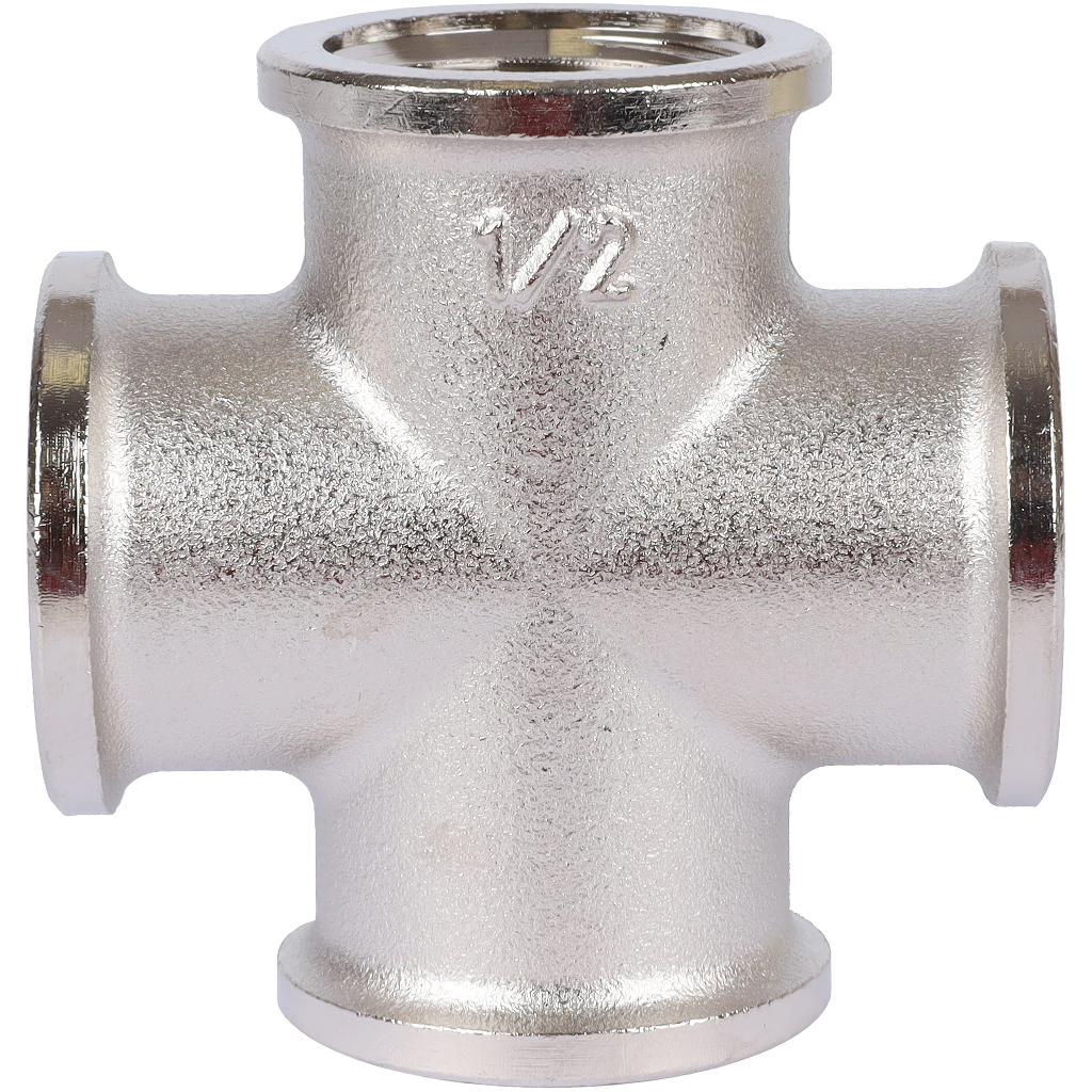 Крестовина TIEMME никелированная ВВ 1/2 для стальных труб резьбовой, 1500290