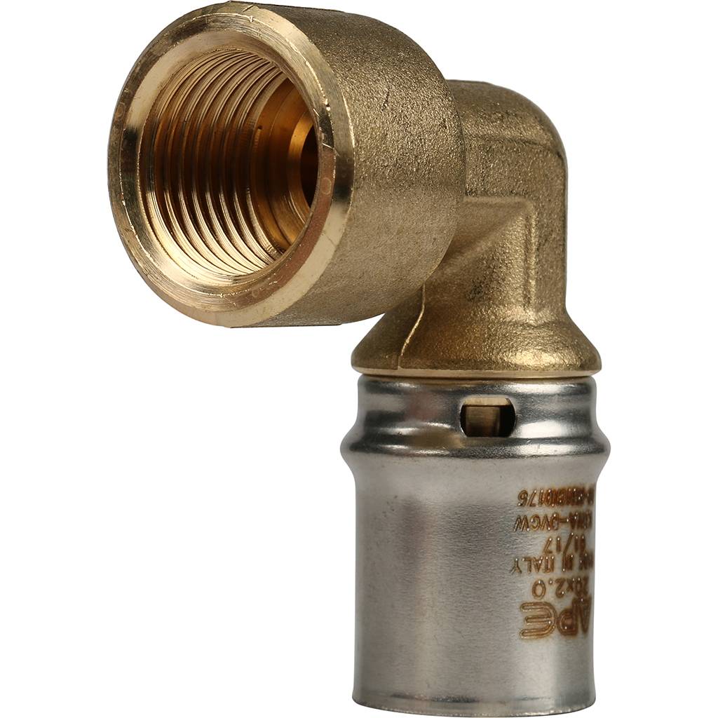 Угольник-переходник STOUT с внутренней резьбой 1/2 х20 для металлопластиковых труб прессовой, SFP-0010-001220