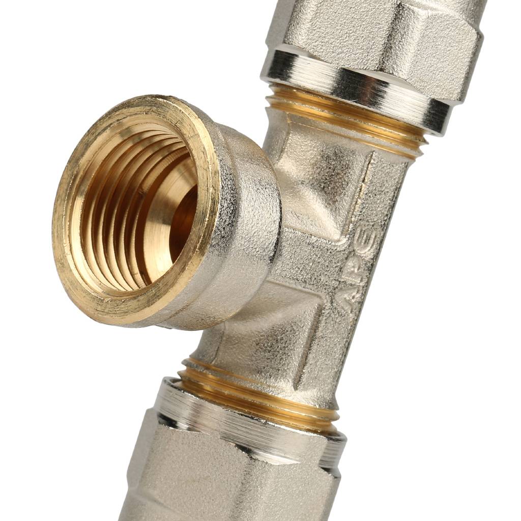 Тройник-переходник STOUT с внутренней резьбой 1/2 х16 для металлопластиковых труб винтовой, SFS-0012-001216