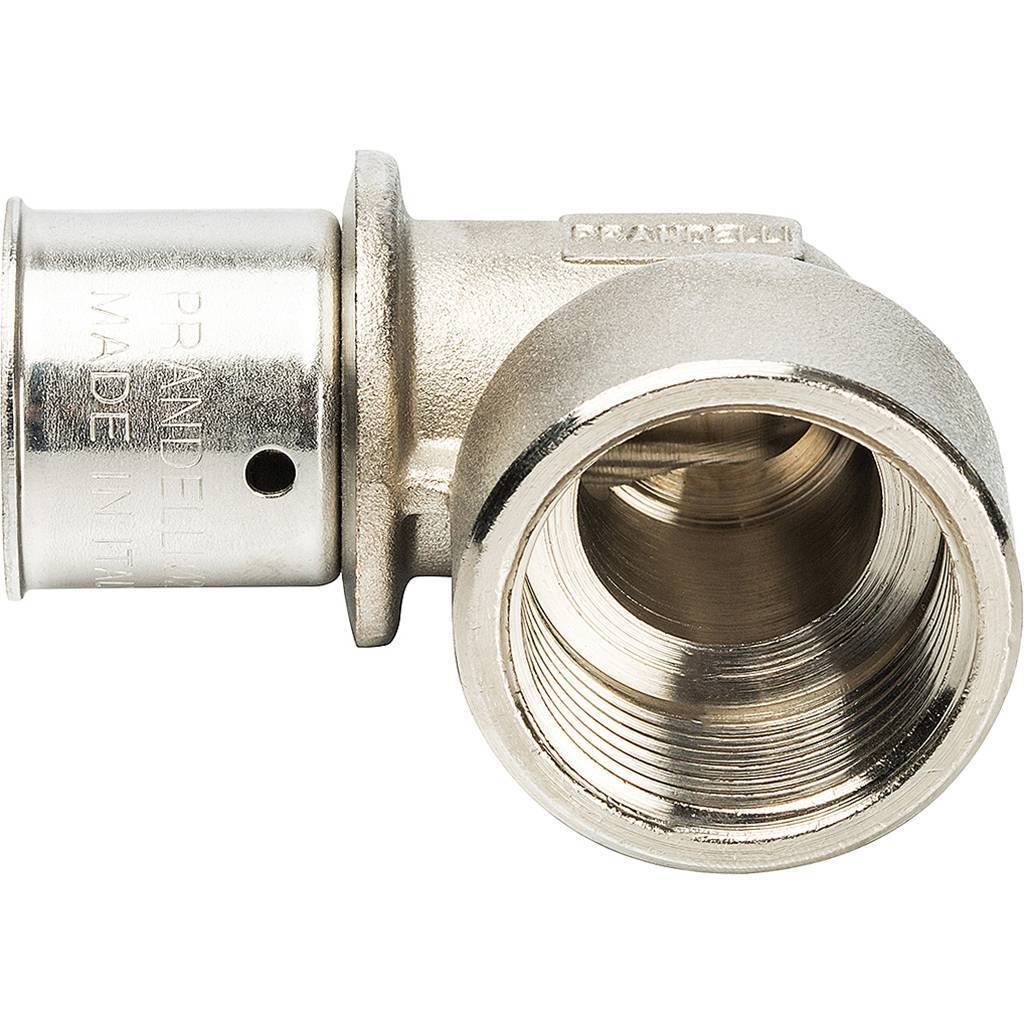 Угольник Prandelli Multyrama с внут.рез. (26х3)х1 для металлопластиковых труб прессовой, 109.04.22.6