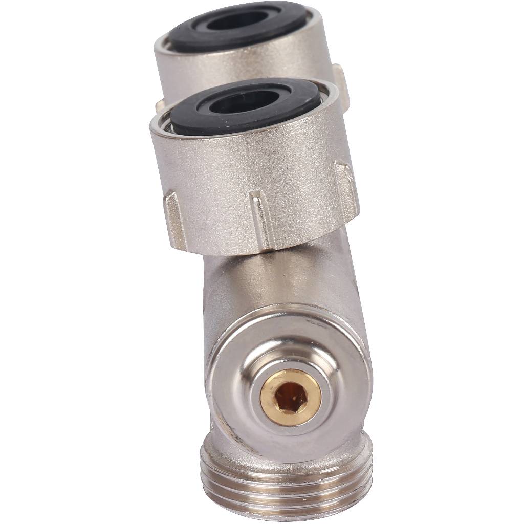 Узел нижнего подключения Meibes FE2, двухтрубное подключение, с функцией отсечки, слива и наполнения 3/4, F12004