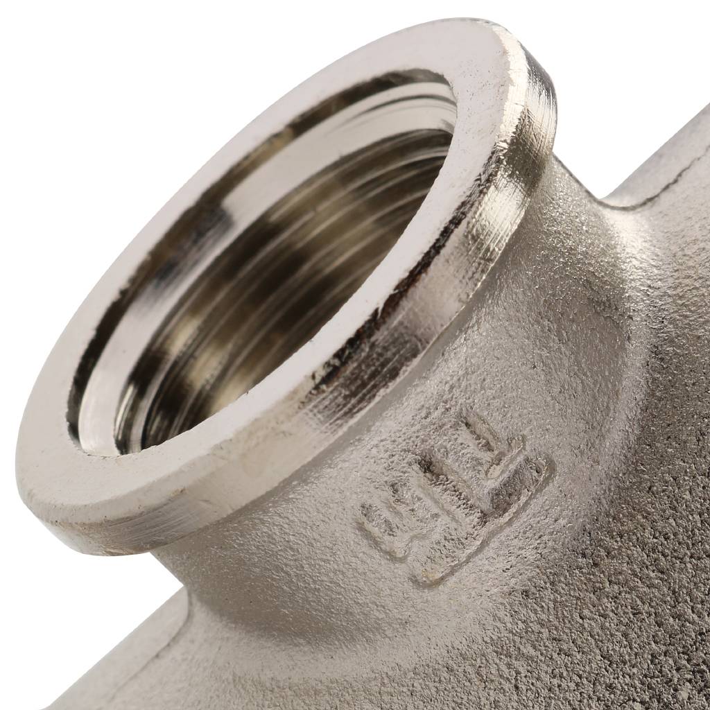 Тройник TIEMME ВВ никелированный 1х1/2х1 для стальных труб резьбовой, 1500180