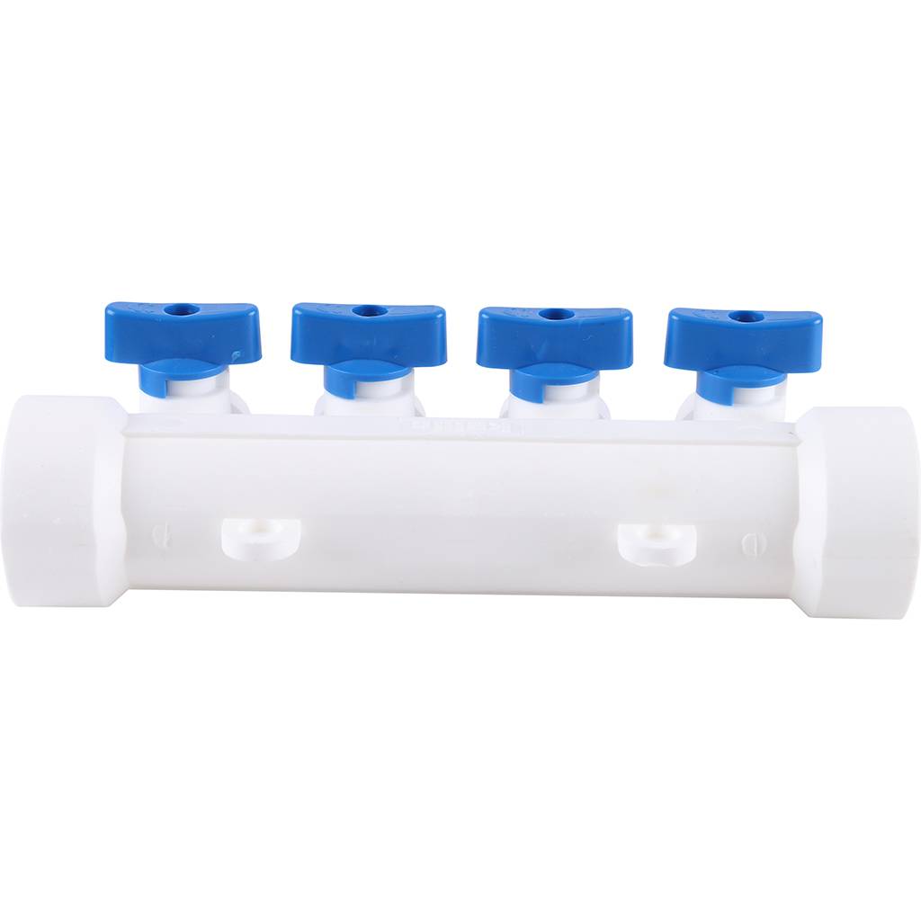 Коллектор с воздухоотводчиком и запорными кранами Kalde (4 выхода)