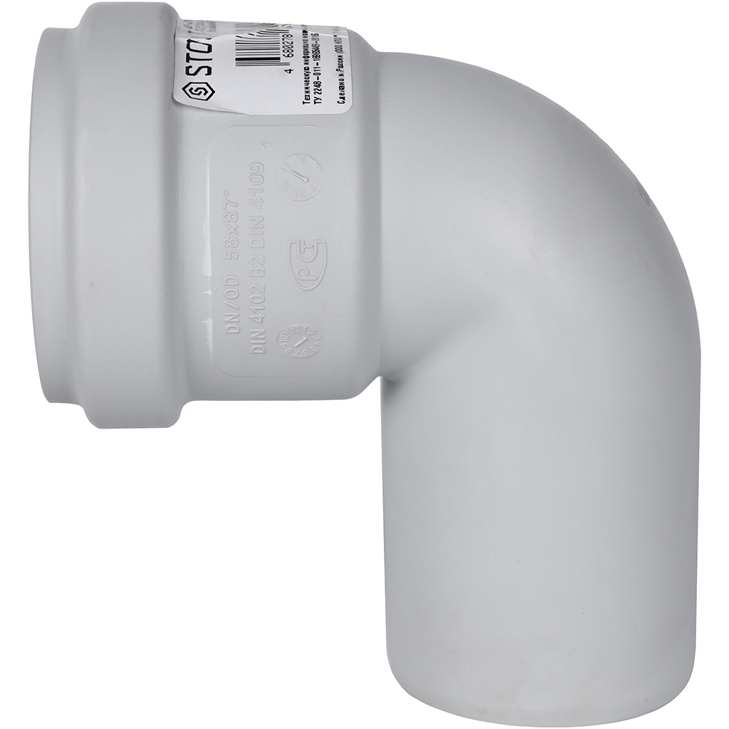 Отвод канализационный бесшумный STOUT D58х87,5°, SKB-0012-005887