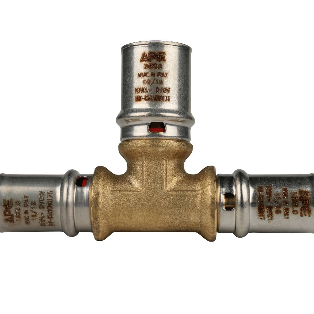 Тройник переходной STOUT 16x20x16 для металлопластиковых труб прессовой, SFP-0005-162016