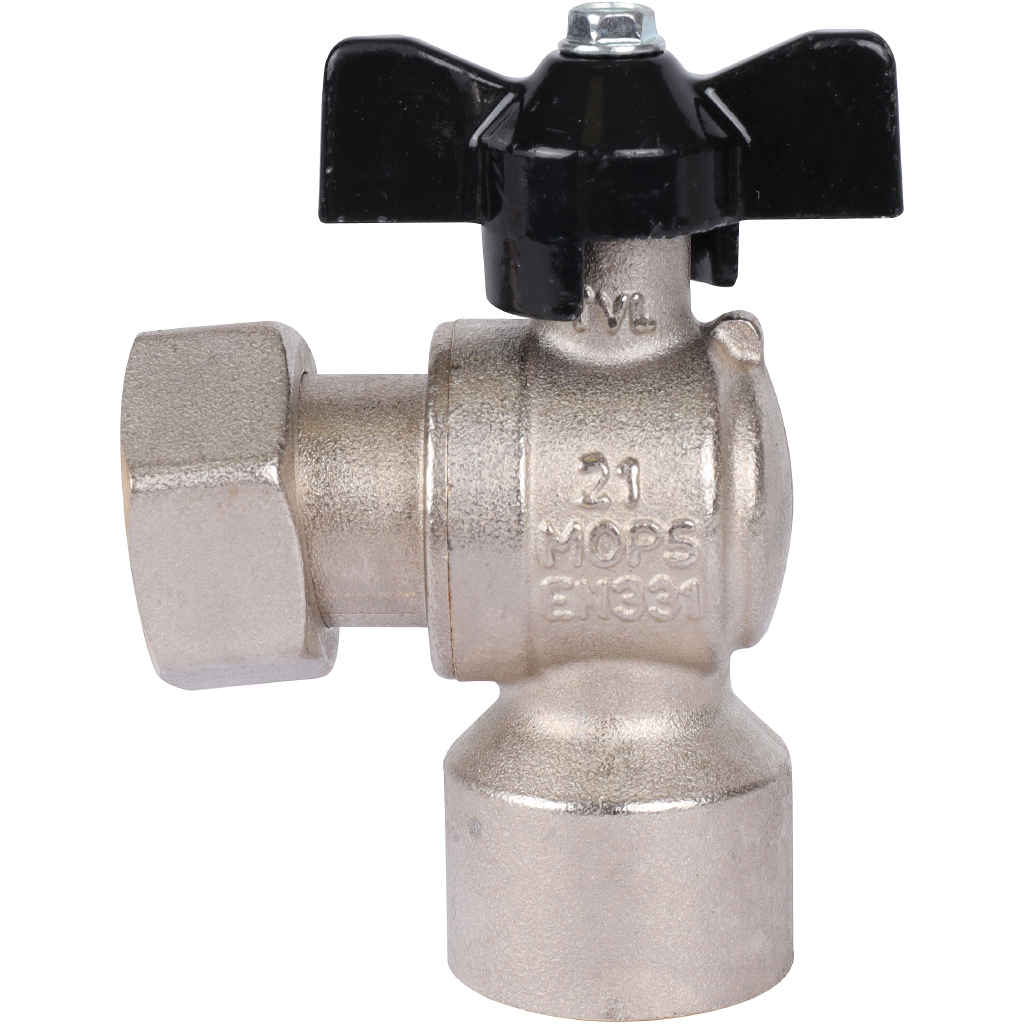 Кран шаровой STOUT 3/4x3/4 с накидной гайкой угловой, ВР/накидная гайка, ручка бабочка, SVB-1010-000020