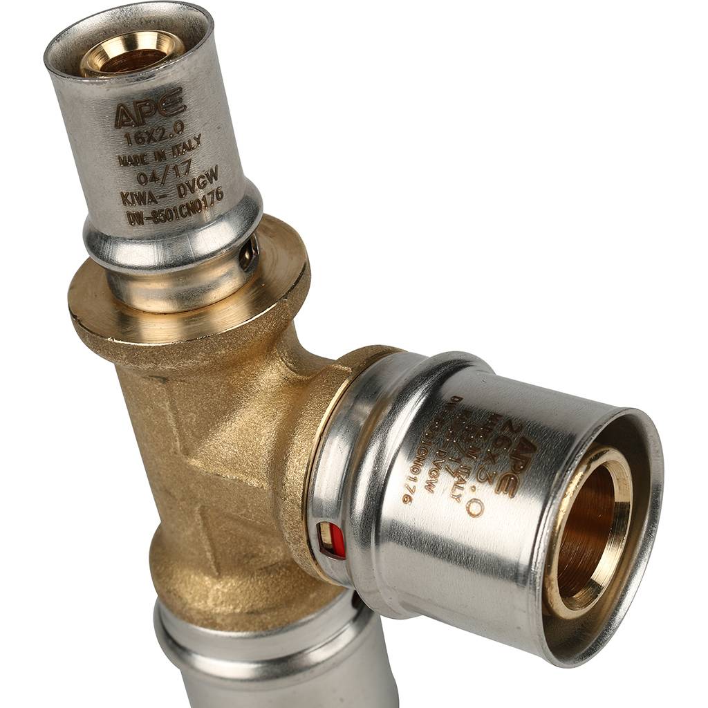 Тройник переходной STOUT 26х26х16 для металлопластиковых труб прессовой, SFP-0005-262616