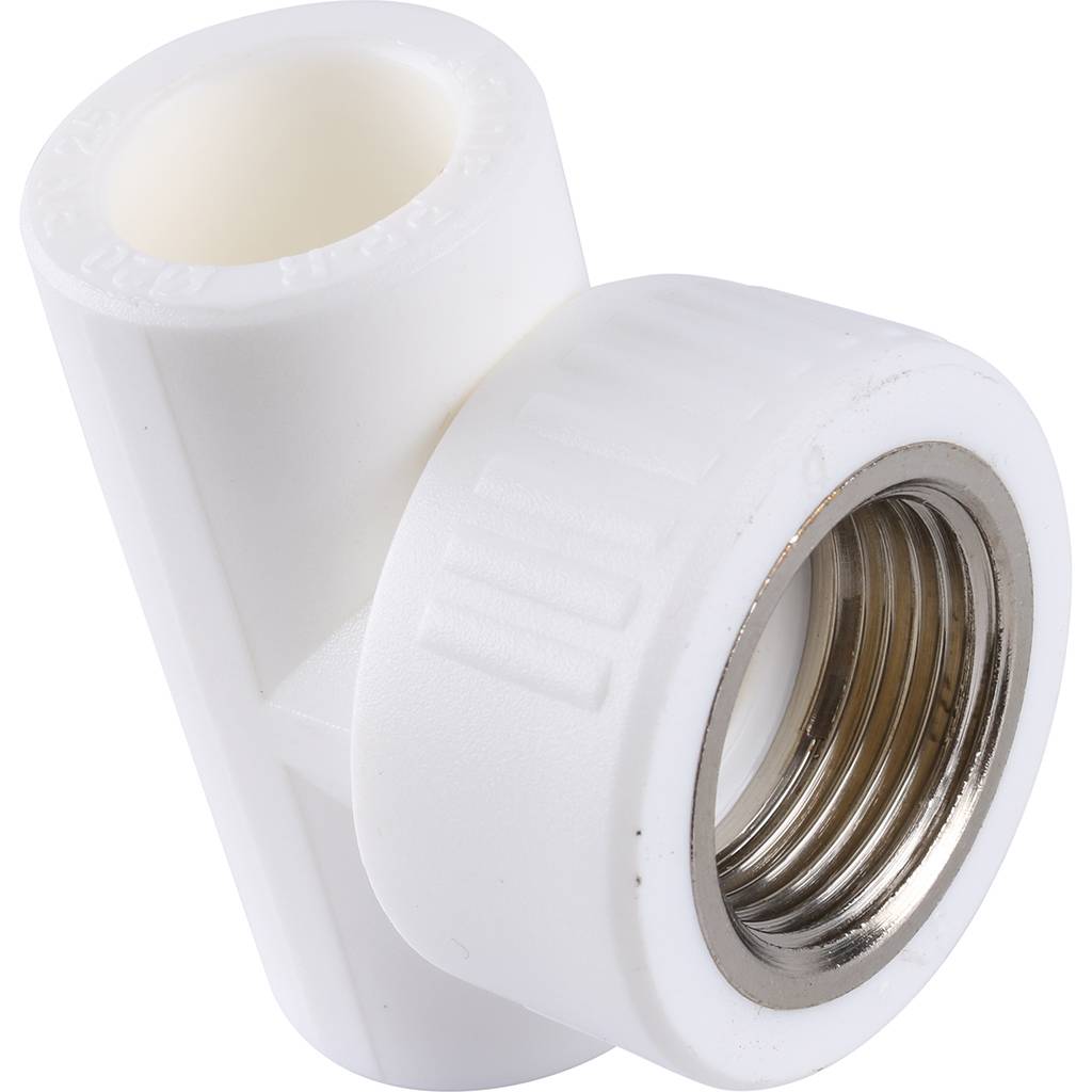 Тройник Kalde с внутренней резьбой 20х3/4 для полипропиленовых труб под сварку (цвет белый)