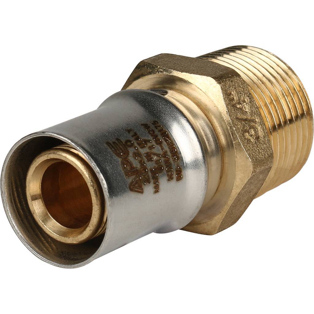 Переходник STOUT с наружной резьбой 3/4 х20 для металлопластиковых труб прессовой, SFP-0001-003420