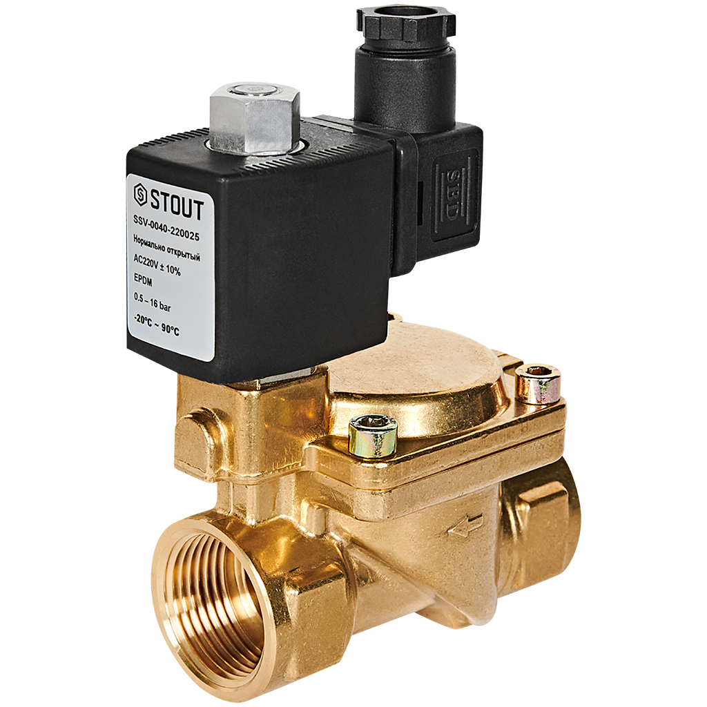 Клапан соленоидный (электромагнитный) STOUT непрямого (пилотного) действия НО 220В G1 SSV-0040-220025
