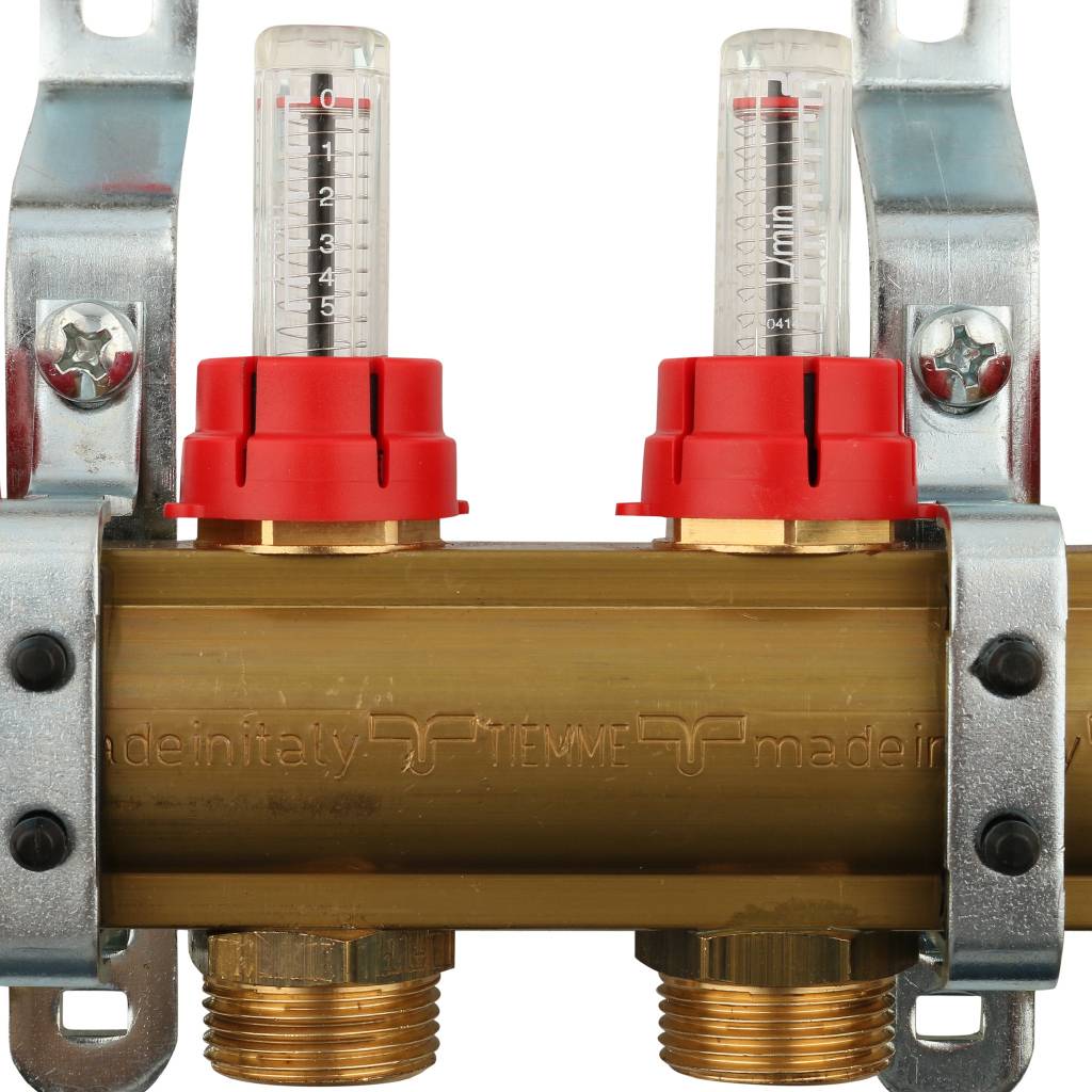 Коллектор в сборе с расходомерами на 4 выхода TIEMME 1х3/4 ЕК