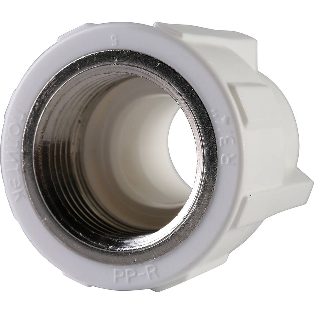 Муфта комбинированная Политэк 20х3/4 внутр. резьба для полипропиленовых труб под сварку (цвет белый), 9100002034