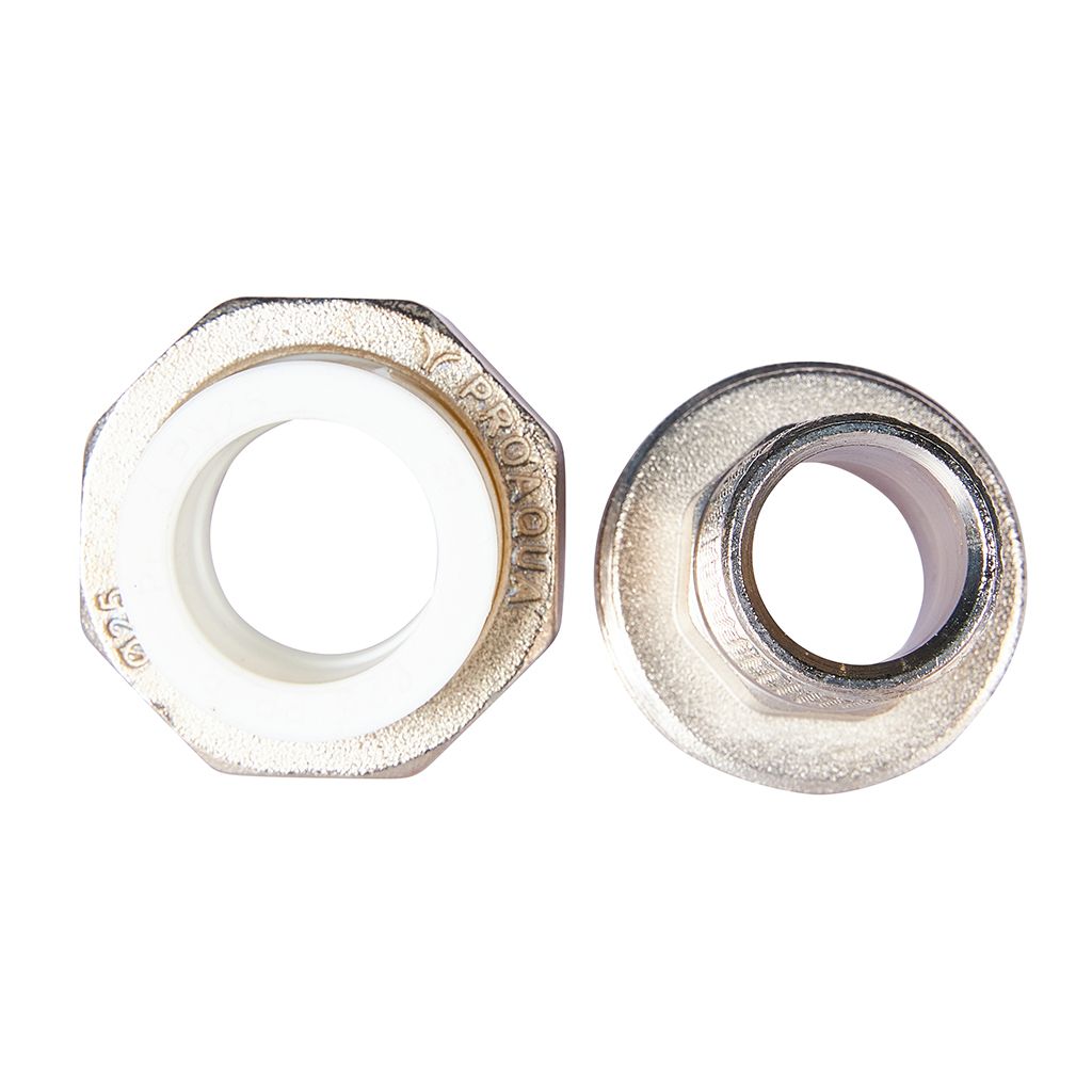 Муфта комбинированная Pro Aqua d=25-3/4 PP-R разъемная (американка) УСИЛЕННАЯ НР Белая, PA21014S