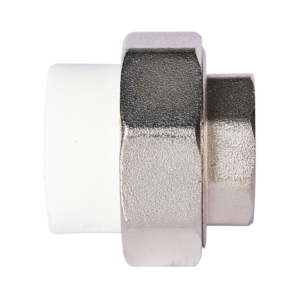 Муфта комбинированная Pro Aqua d=25-3/4 PP-R разъемная (американка) УСИЛЕННАЯ ВР Белая