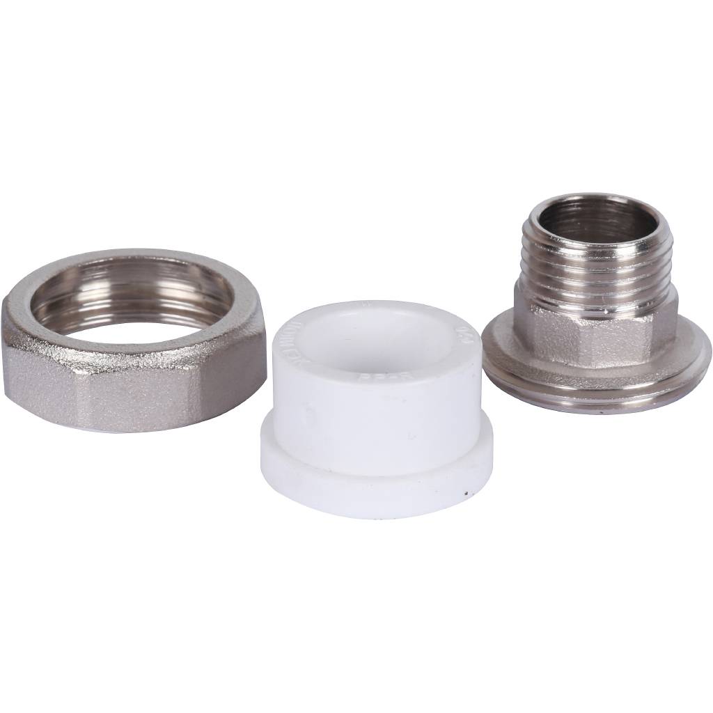 Муфта разъемная с наружной резьбой Политэк 20х1/2 для полипропиленовых труб под сварку (цвет белый), 9800002012
