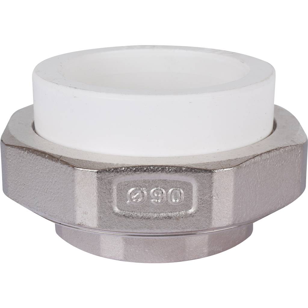 Муфта разъемная Kalde с внутренней резьбой 90x3 для полипропиленовых труб под сварку (цвет белый)