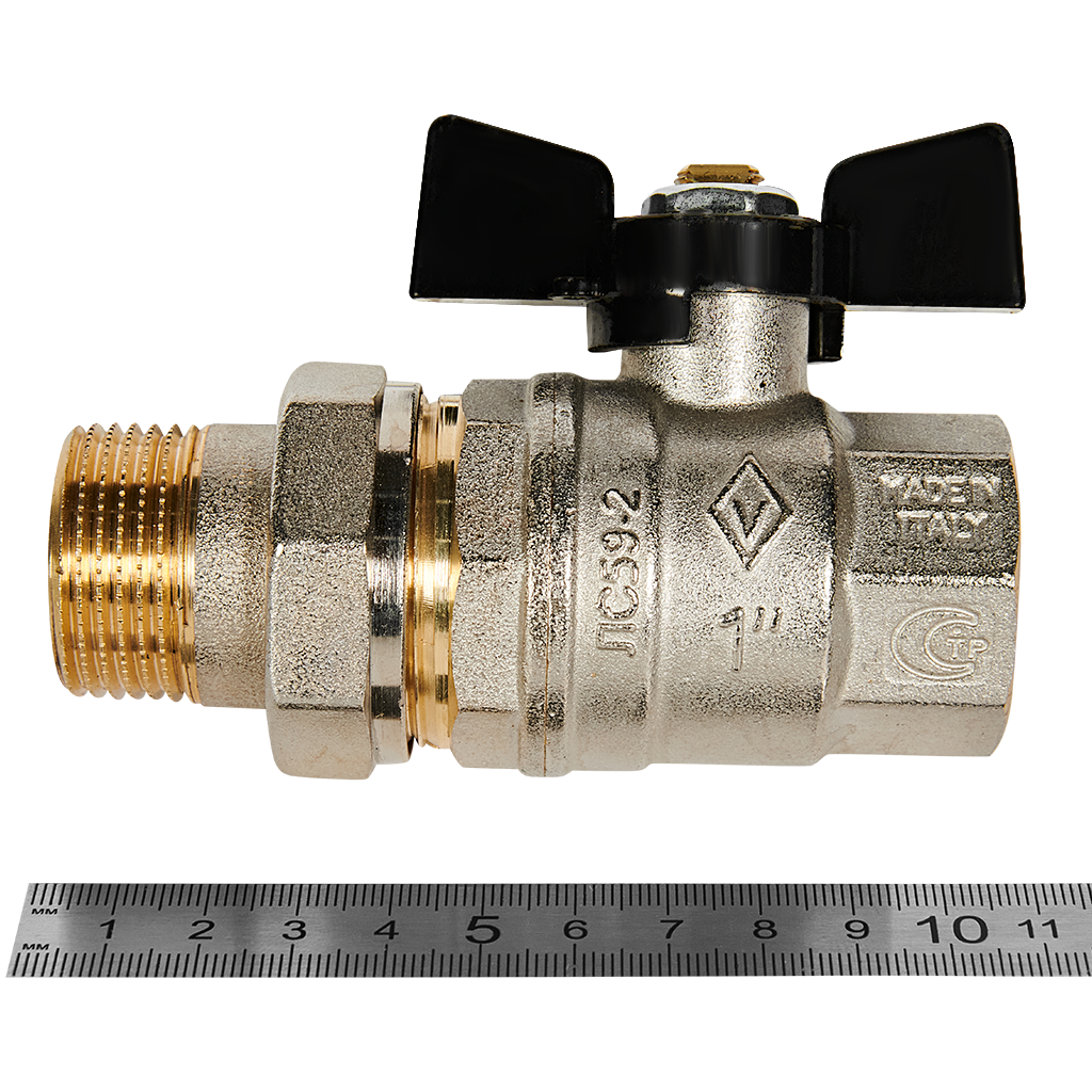 Кран шаровой BUGATTI Oregon с полусгоном (ручка-бабочка) внут-наруж резьба 1