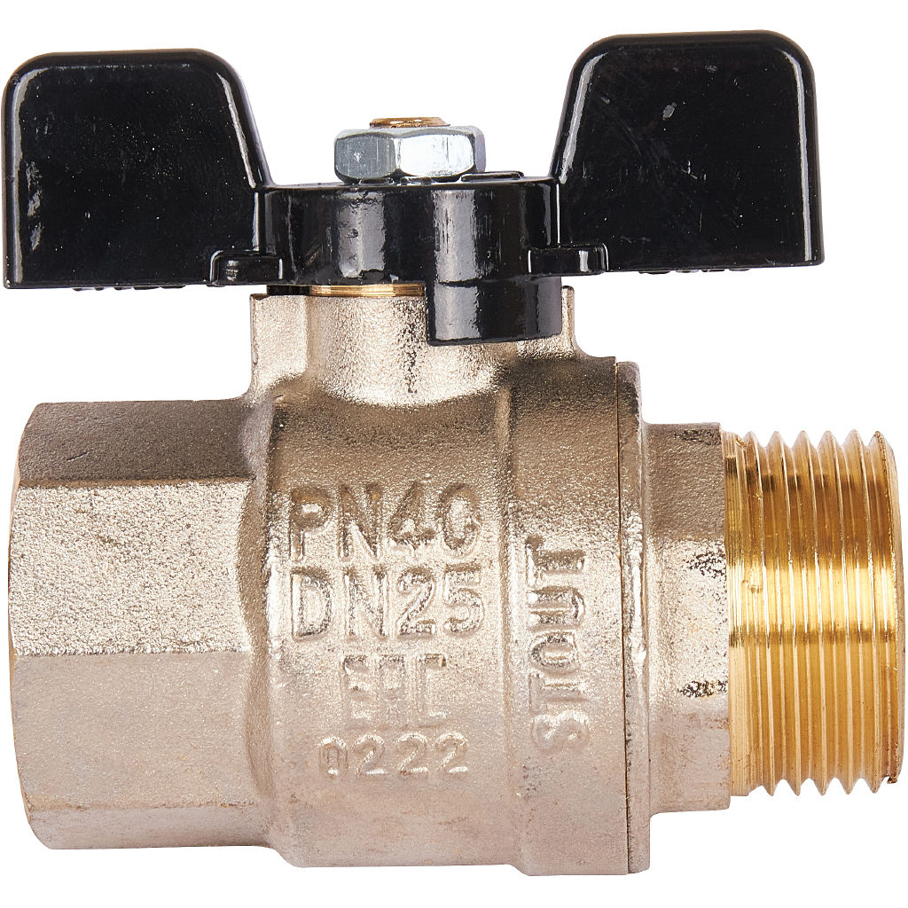 Кран шаровой STOUT полнопроходной, ВР/НР, ручка бабочка 1, SVB-0004-000025