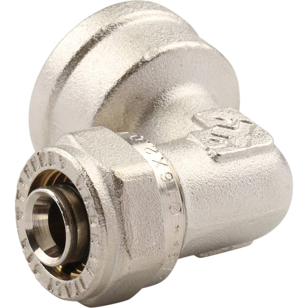 Угольник TIEMME с внутренней резьбой (16х2.0х3/4) для металлопластиковых труб винтовой, 1600061