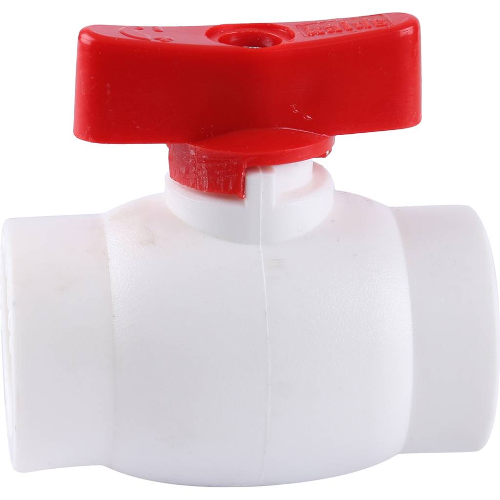Мини-кран шаровой Kalde с красной ручкой для полипропиленовых труб d=25 для полипропиленовых труб под сварку (цвет белый), 3242-vlm-250002