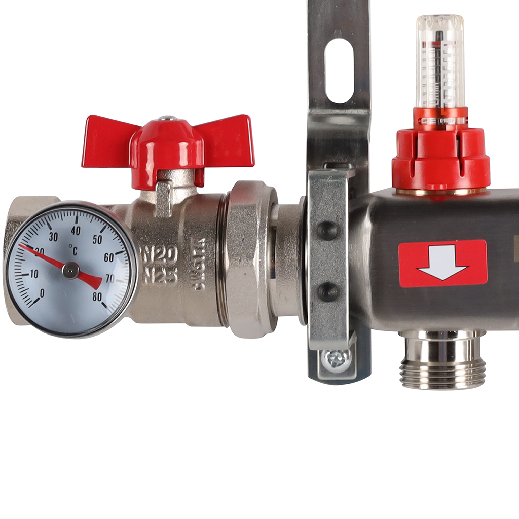 Коллектор из нержавеющей стали в сборе с расходомерами ROMMER 3 выхода, RMS-1210-000003