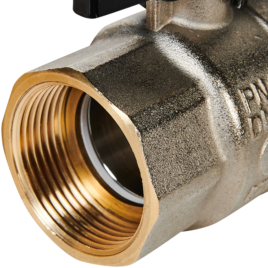 Кран шаровой полнопроходной с американкой STOUT ВР/НР ручка бабочка 1 1/4