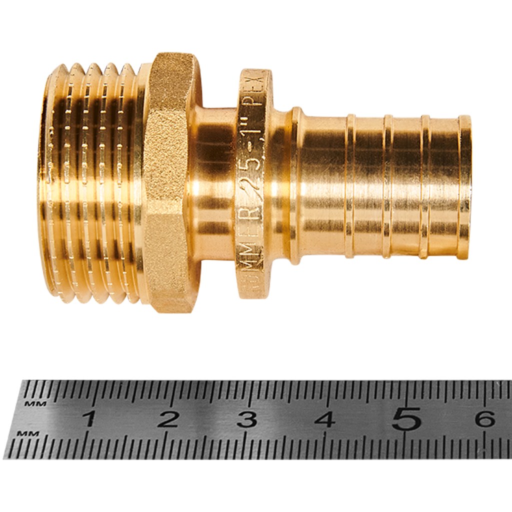 Переходник с наружной резьбой ROMMER 25xG 1 для труб из сшитого полиэтилена аксиальный, RFA-0001-002510