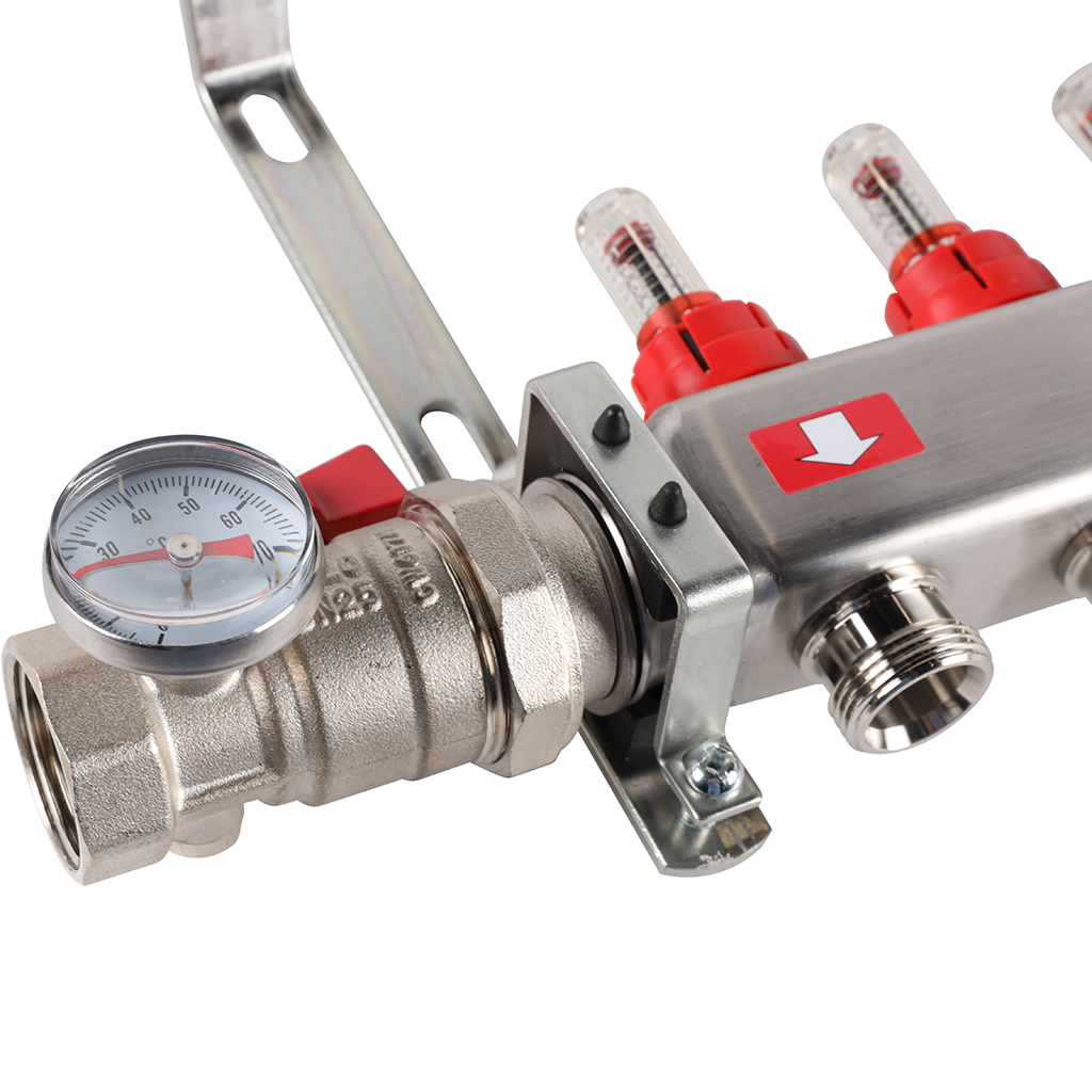 Коллектор из нержавеющей стали в сборе с расходомерами ROMMER 9 выходов, RMS-1210-000009