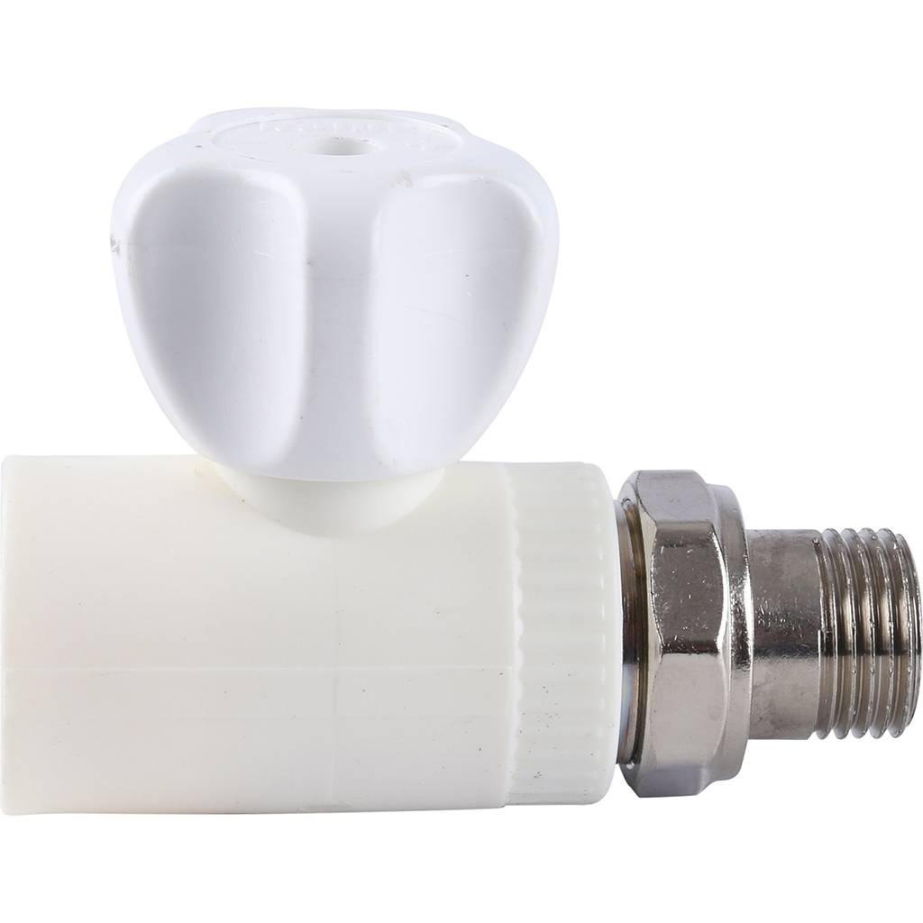 Кран шаровой Kalde разборный прямой с накидной гайкой 25x 1/2 для полипропиленовых труб под сварку (цвет белый)