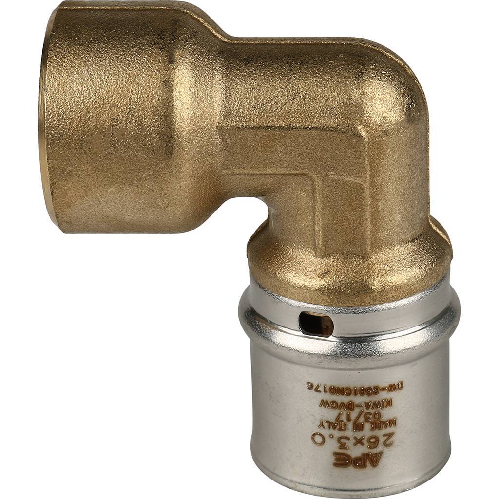 Угольник-переходник STOUT с внутренней резьбой 3/4 х26 для металлопластиковых труб прессовой, SFP-0010-003426