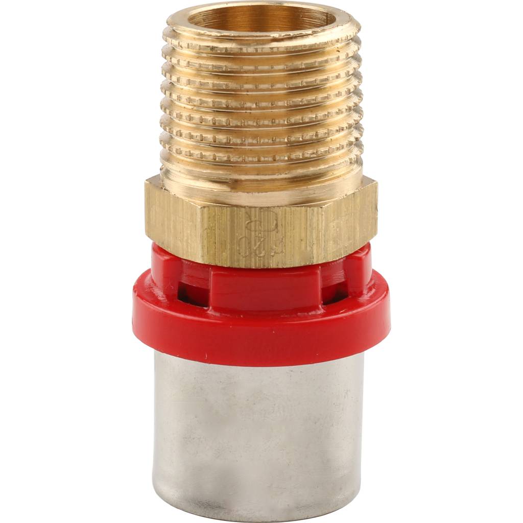 Муфта TIEMME с наружной резьбой 20x1/2 для металлопластиковых труб прессовой, 1650014