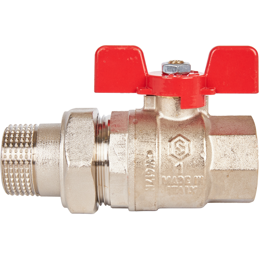 Кран шаровой полнопроходной с американкой STOUT ВР/НР, ручка бабочка 1 (EPDM), SVB-1007-000025