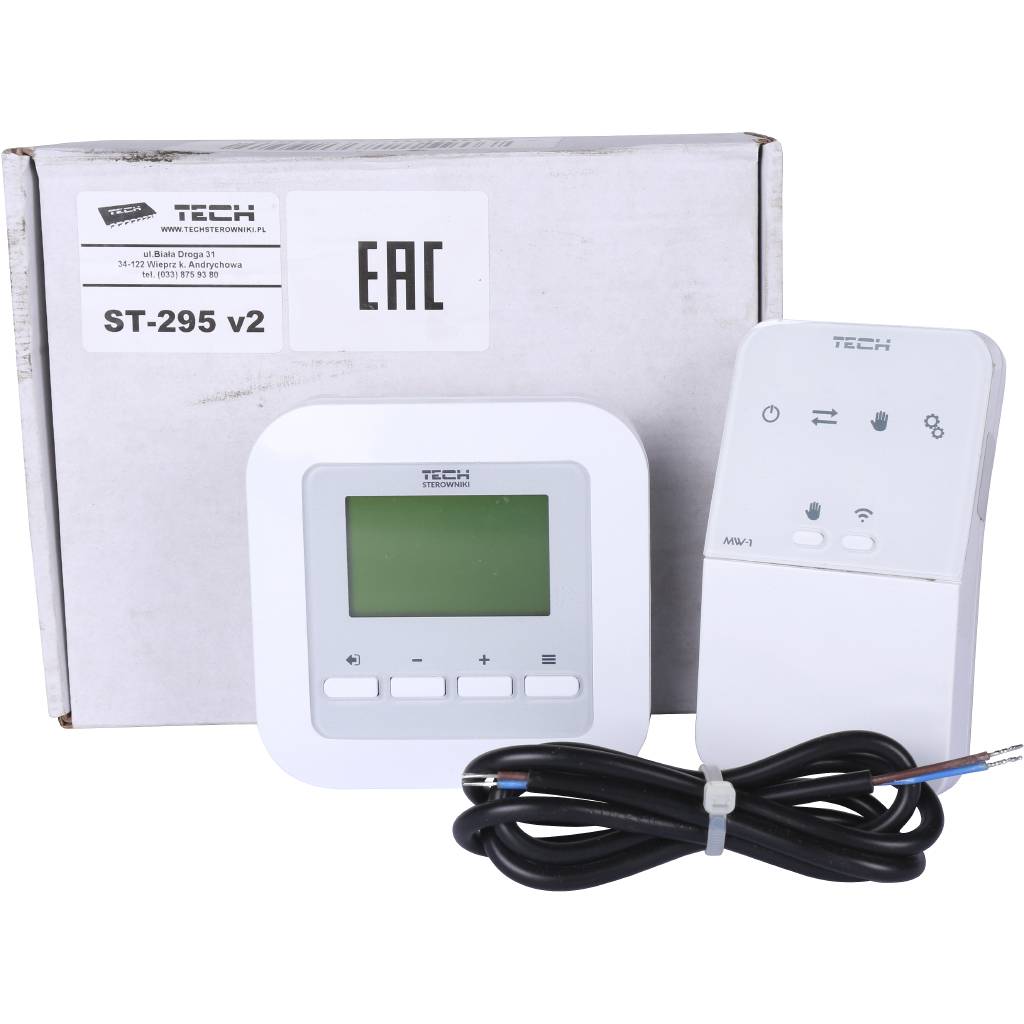 Комнатный регулятор беспроводной (белый) TECH, ST-295v2 b